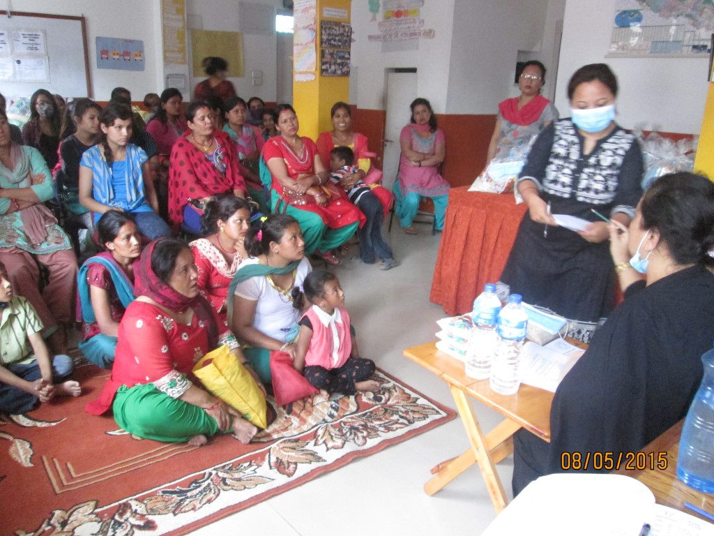 EWC Members attending Earthquake Immediate relief activity at EWC office, Nayabazar, Kathmandu